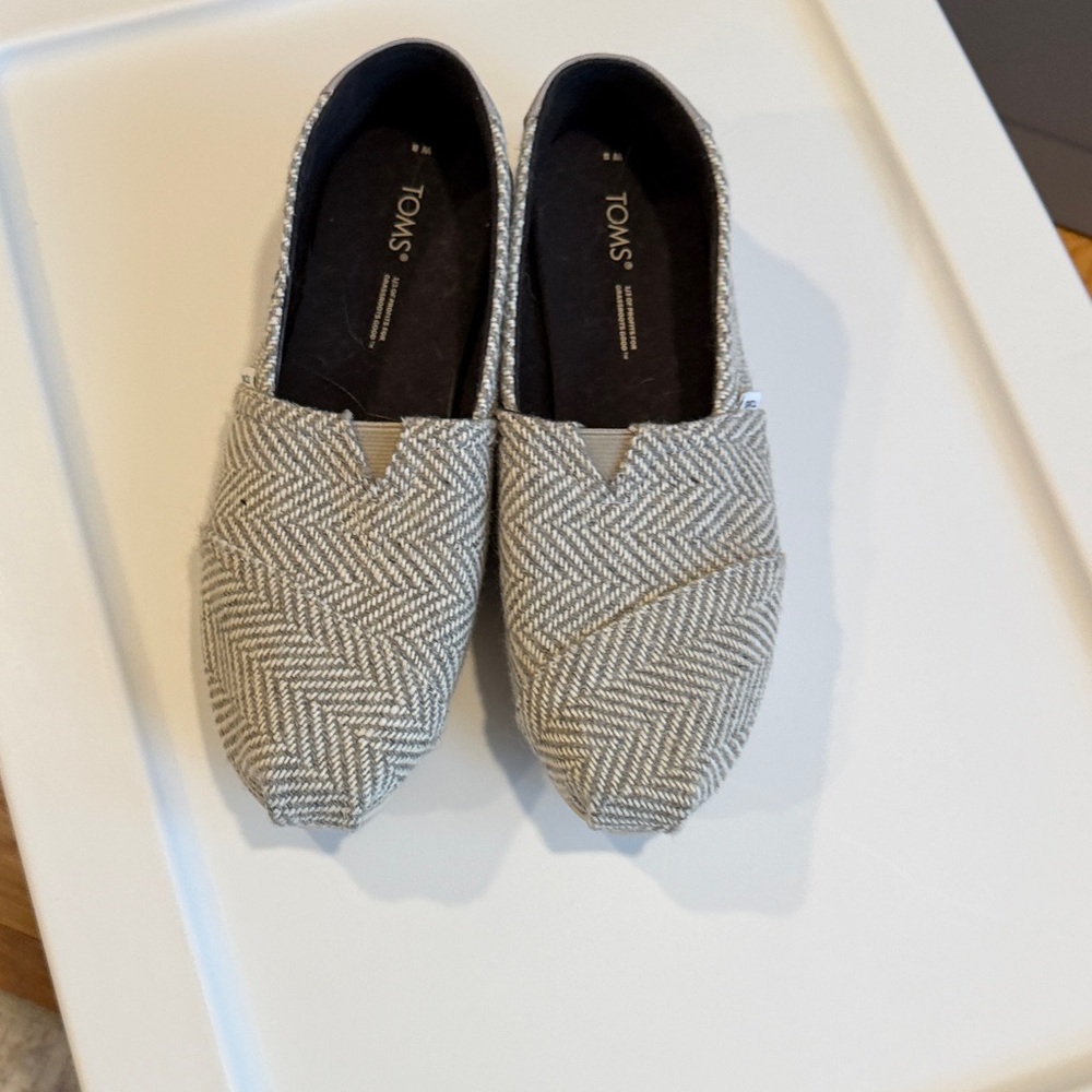 Toms Women's Herringbone Flats - Cream and Gray